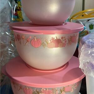 Pink and White Pumpkin Design Bowls